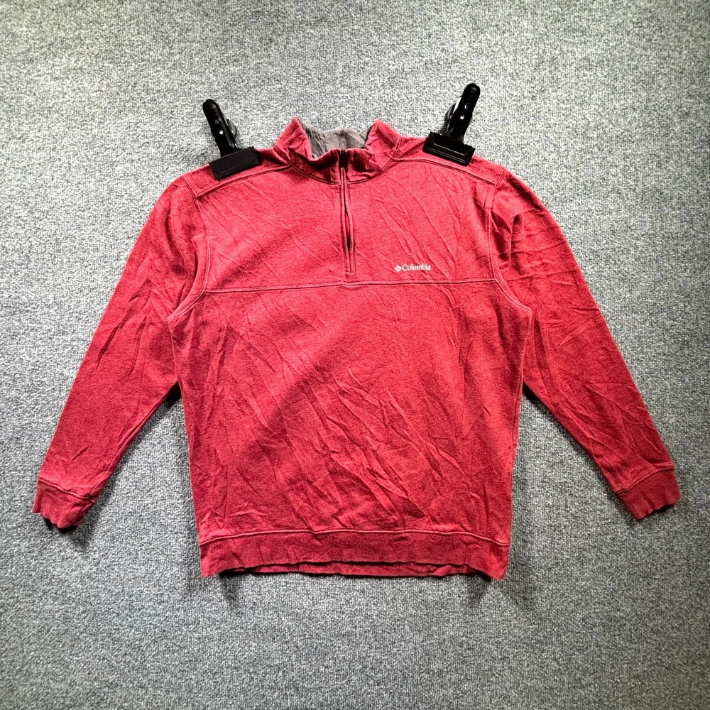 Columbia Hart Mountain II Sweatshirt Mens Large Red Fleece 1/2 Zip Thermal Layer